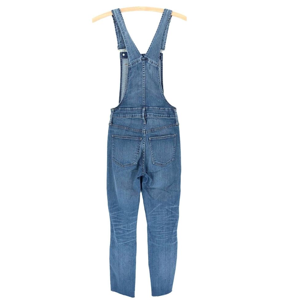 Madewell Skinny Overalls Womens XS Blue Jean Denim Bib Raw Hem Kemp Wash - Picture 8 of 11